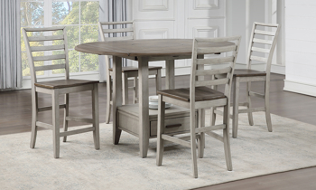 Abacus Alabaster and Honey Round Counter Height 5-Piece Dining Set