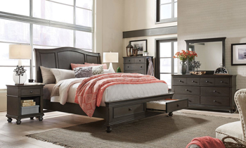 Oxford Peppercorn King Sleigh Storage Bed