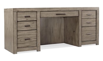 Modern 72-inch wide credenza with 7 drawers in Graystone finish with USB charging.