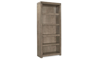 Contemporary 75-inch tall open bookcase with 4 adjustable shelves in Graystone finish for office or living room