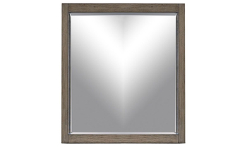 Modern 43-inch beveled landscape mirror with Graystone finish wood frame