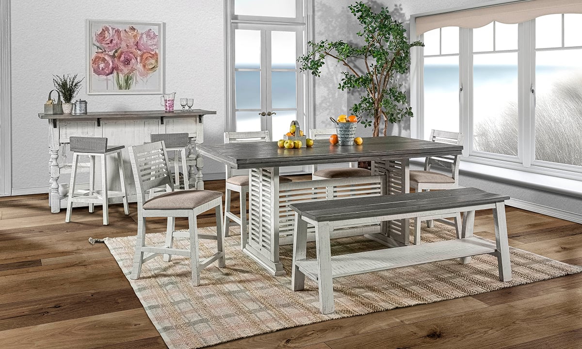 Sage White 5-Piece Counter Height Dining Set | Haynes Furniture