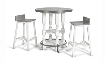Stone Ivory and Gray Round Bar Height 3-Piece Bistro Set