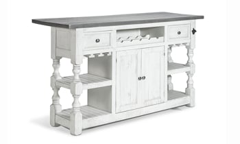 Stone Ivory and Gray Bar Cabinet