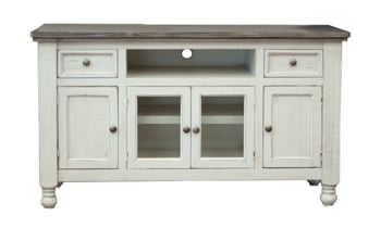 60" Wide media console in Gray and white finish.