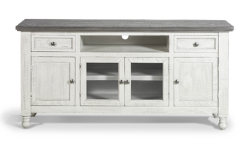 Solid wood media console with lots of storage.
