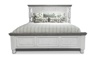 Stone Ivory and Gray bedroom furniture set. Affordable queen size bedroom set.