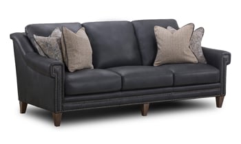 Luxe Kloe Blue Top Grain Leather Sofa