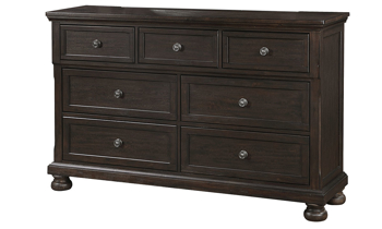 Dresser from Avalon Furniture in a dark brown has the look and feel of a traditional bedroom keeping it looking timeless.