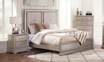 Krystal Platinum Upholstered King Bedroom Set