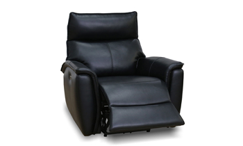 Power Wall Hugger Recliner from Kingsdown Ethan Collection in black faux leather fabric.