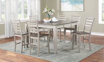 Abacus Alabaster and Honey Counter Height 5-Piece Dining Set