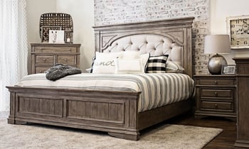 Highland Park Driftwood Upholstered King Bedroom Set