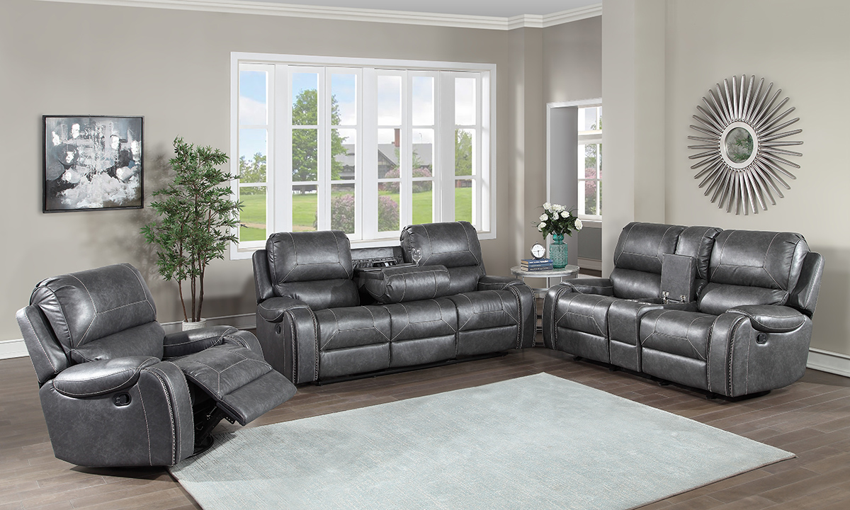 reclining living room set 3-piece caspian gray | haynes furniture