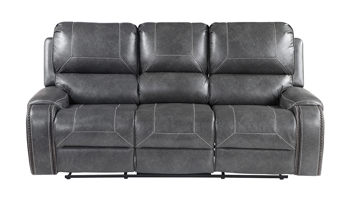 Caspian Gray Dual Reclining Sofa with Drop Down Table