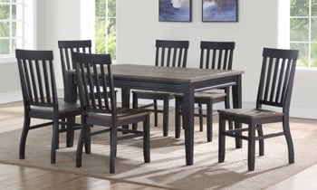 Raven Farmhouse 5-Piece Dining Set shown with additional dining chairs that are available for purchase..