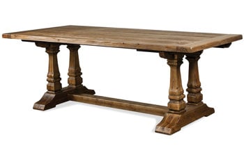 The Hawthorne Dining Table from Riverside expands from 40 to 112 inches.