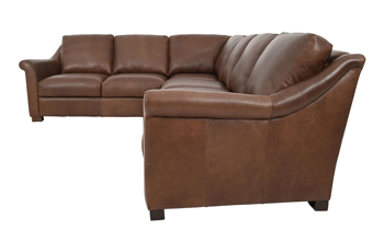 Slope arms are featured on this Italian made sectional.