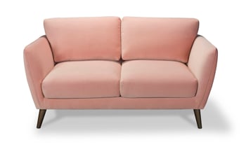 Luxurious pink velvet shown on the Melrose sofa.