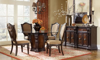 Carnegie Manor II 5-Piece Dining Set with Upholstered Side Chairs