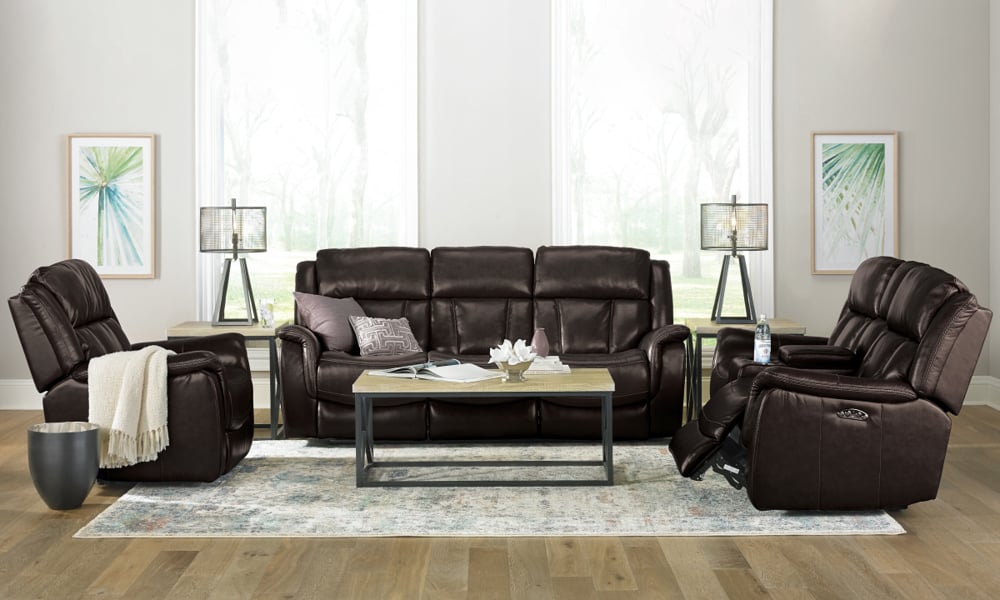 Brown Leather Power Reclining Set