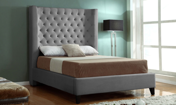 Wilson Graphite Wing Back Upholstered Queen Bed