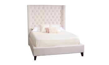 Wilson Ivory Wing Back Upholstered Queen Bed