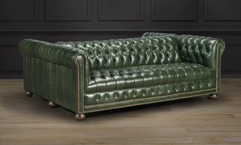 Nail head trim on the Willard Double Chesterfield Sofa from Old Hickory Tannery.