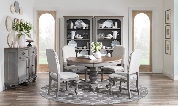 Picture of Kingston Two-Tone Pedestal Extendable Dining Table