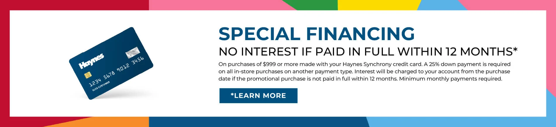 Special No Interest Financing